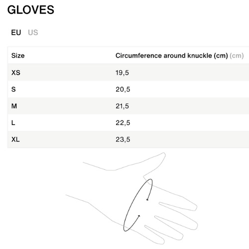ION Glove Size Chart